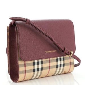 Burberry Crossbody Haymarket Check Loxley Womens Bright Toffee Leather Tote